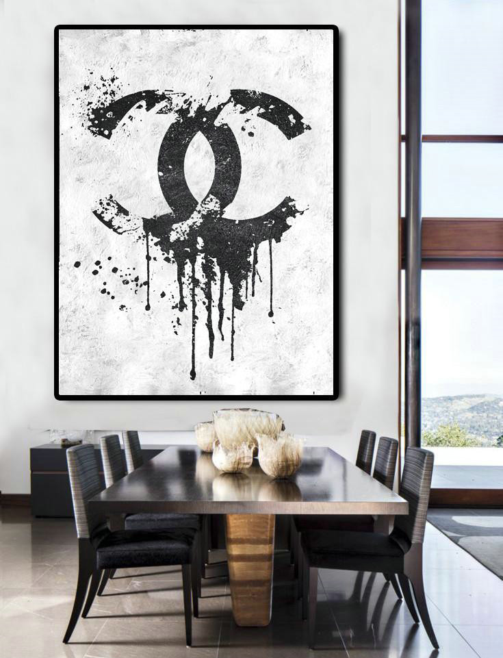 Handmade Large Painting,Black And White Minimal Painting On Canvas - Extra Large Canvas Art,Handmade Acrylic Painting